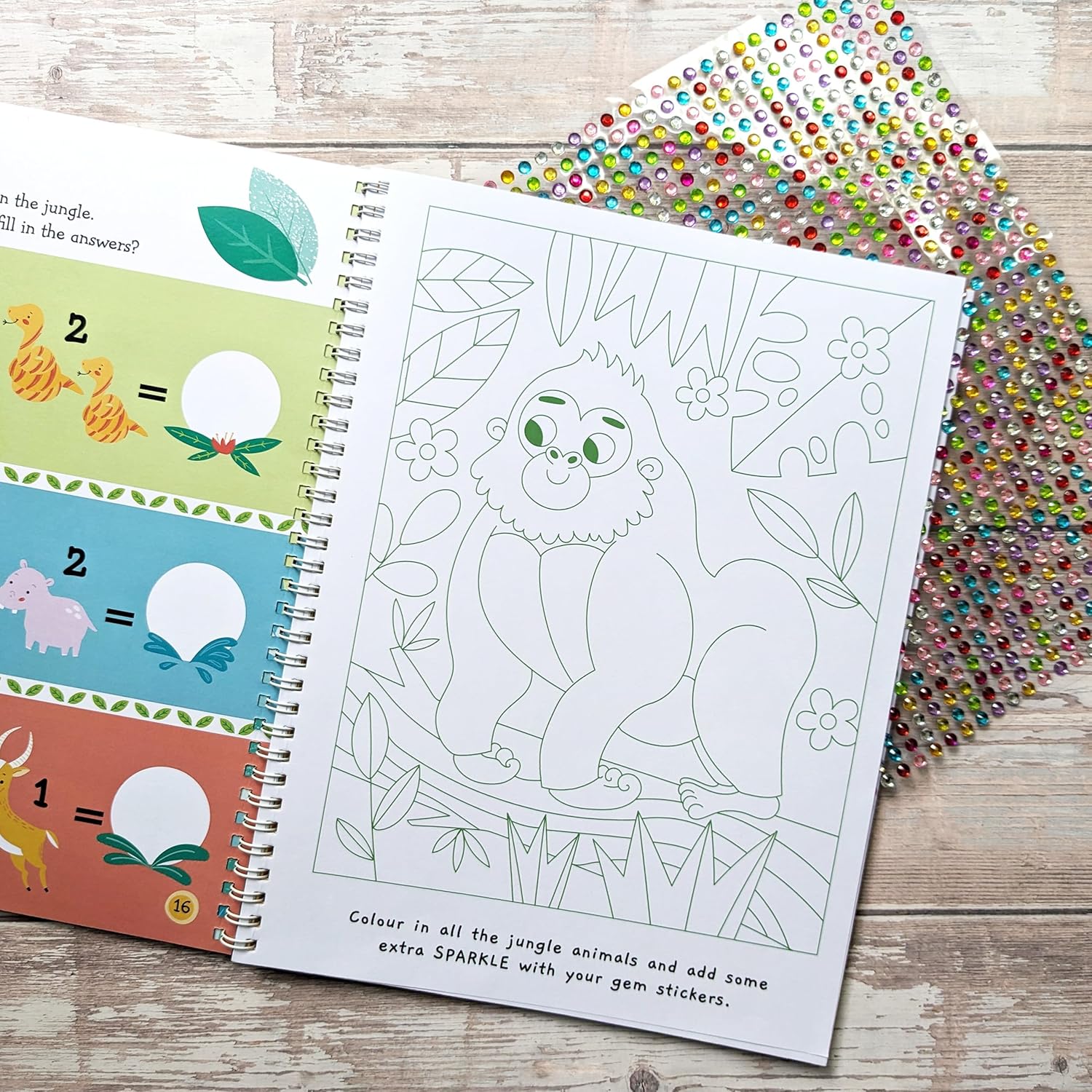 Carte pentru copii, NPP, Gem Art Activity Book: Jungle Animals, 3+ ani