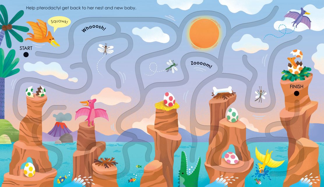 Carte pentru copii, Usborne, Fingertrail Dinosaur Mazes, 1+ ani
