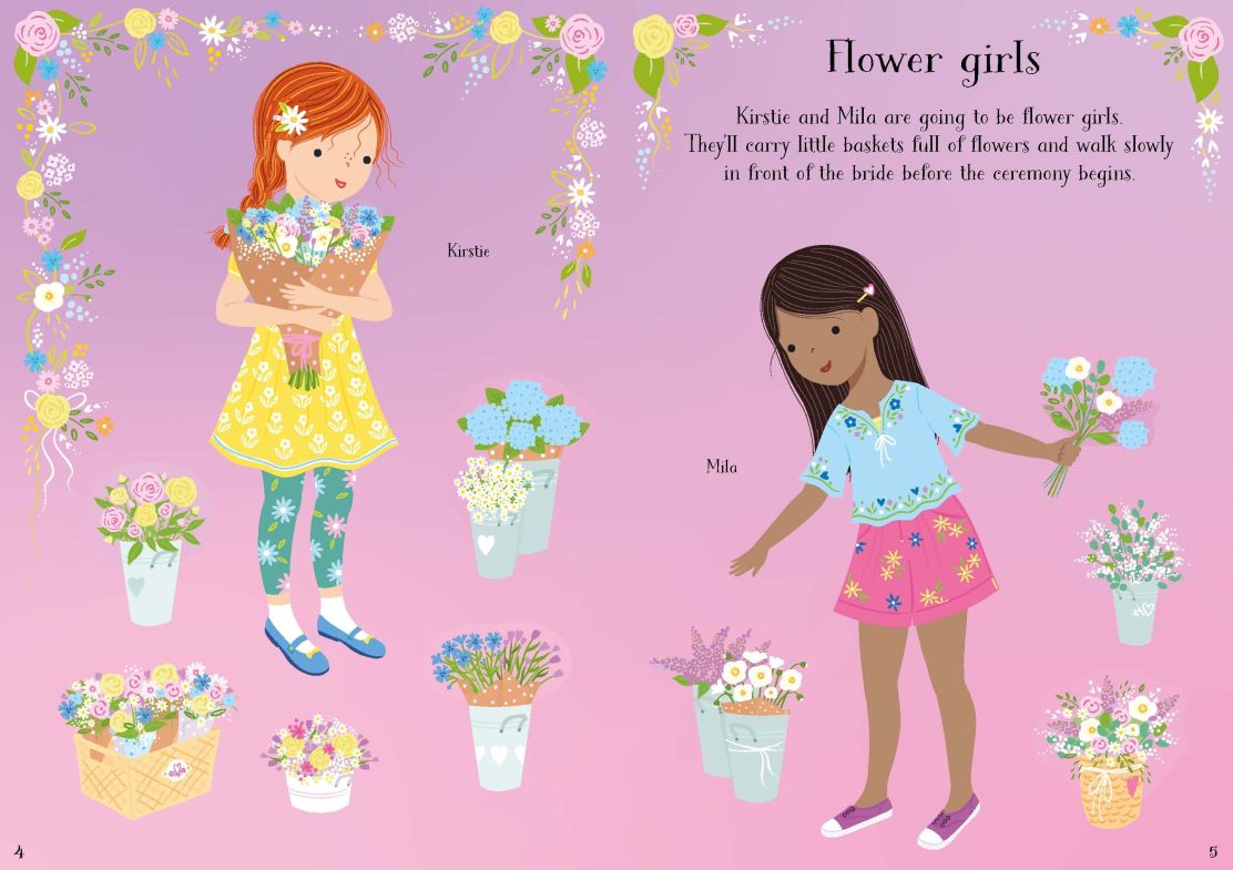 Carte pentru copii, Usborne, Little Sticker Dolly Dressing Bridesmaids, 4+ ani