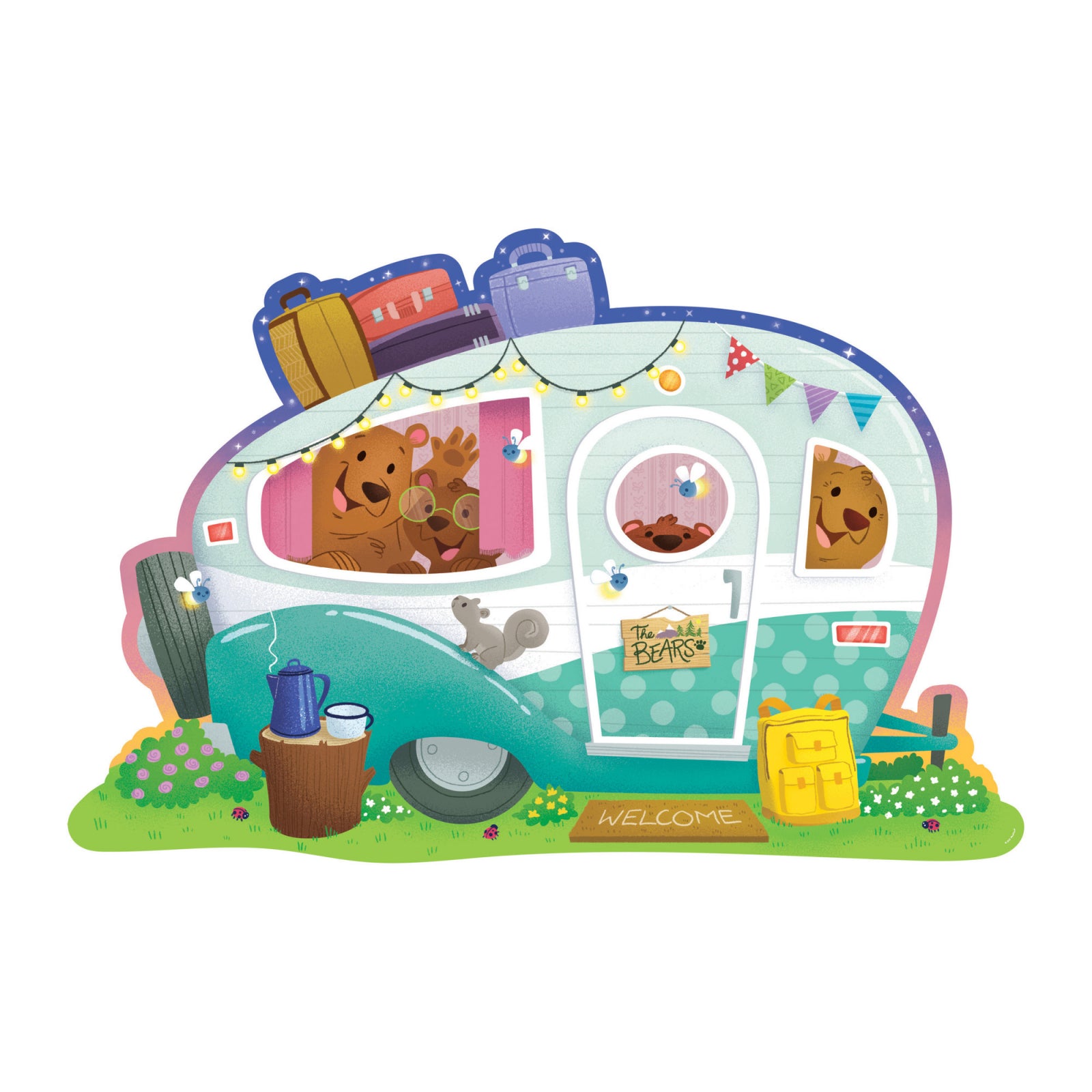 Puzzle de podea in forma de rulota, Camper floor puzzle