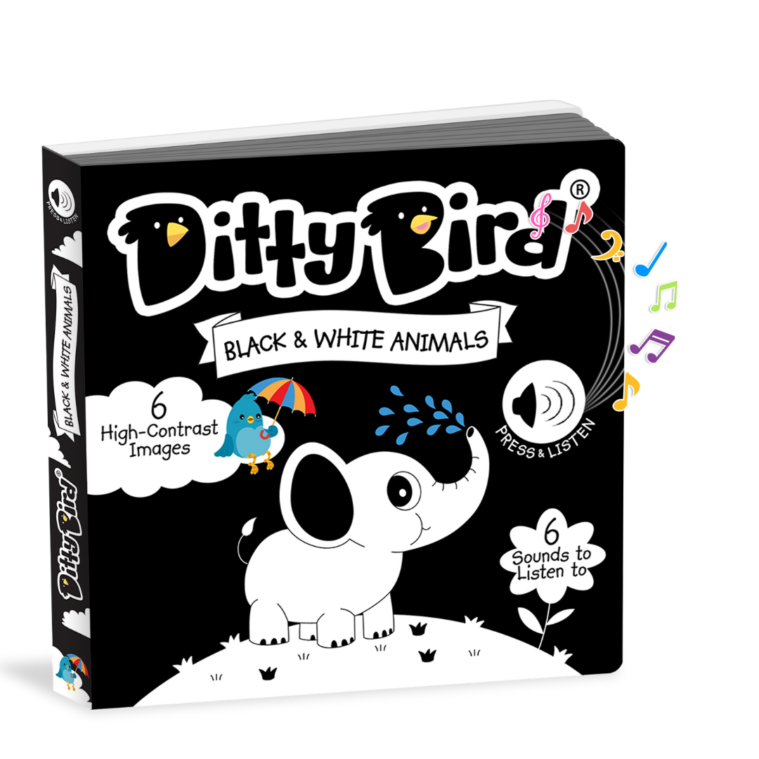 Carte pentru copii, Ditty Bird, Black and White Animals, 6+ luni