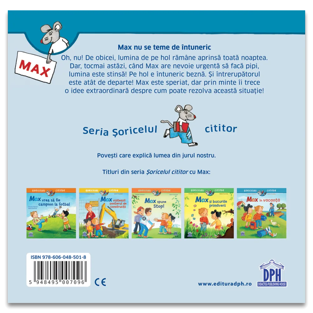Carte pentru copii, Soricelul cititor, Max nu se teme de intuneric, 3+ ani