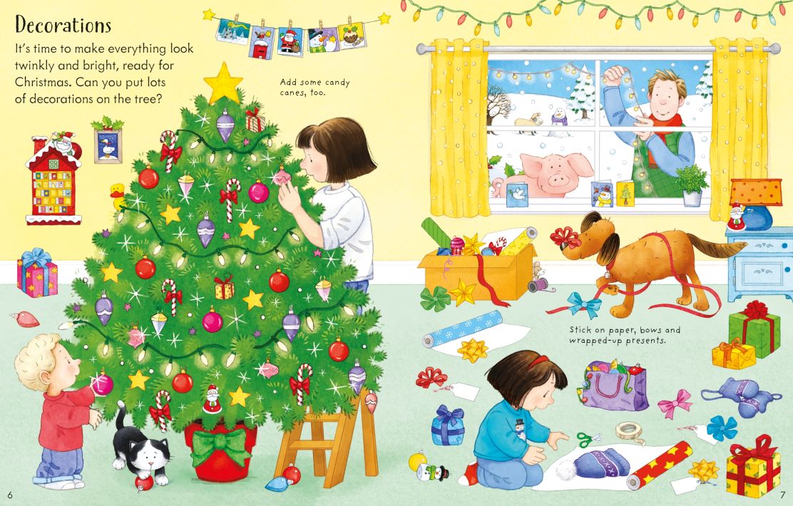 Carte pentru copii, Usborne, Poppy and Sam's Christmas Sticker Book, 3+ ani