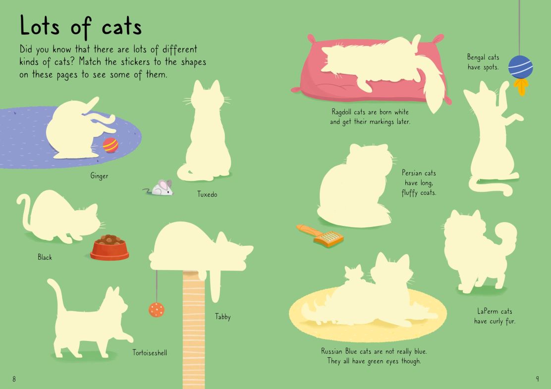 Carte pentru copii, Usborne, Little First Stickers Cats and Kittens, 3+ ani