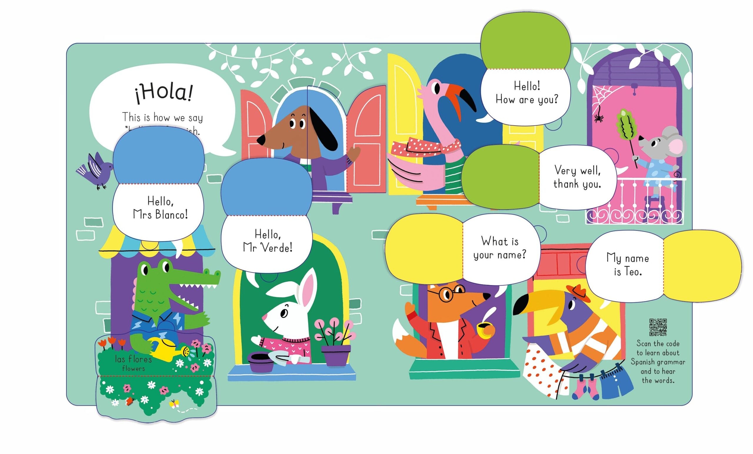 Carte pentru copii, Usborne, Lift-the-flap First Spanish, 4+ ani
