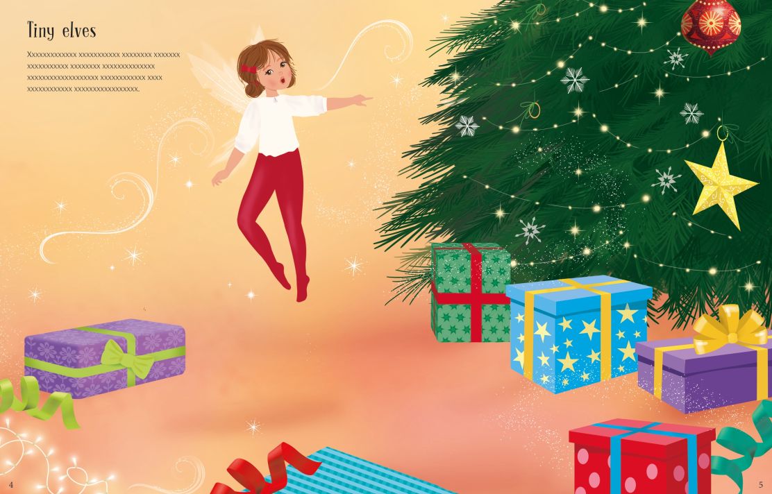 Carte pentru copii, Usborne, Sticker Dolly Dressing Christmas Fairies, 5+ ani