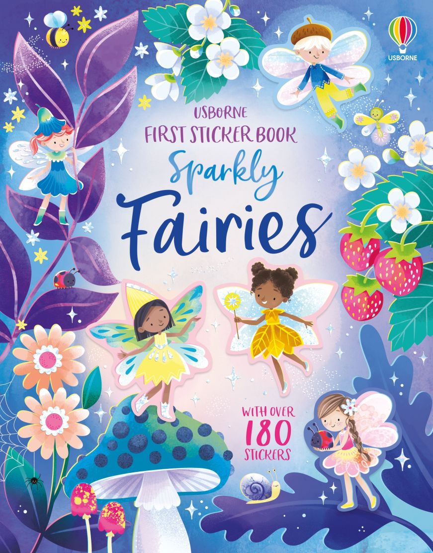Carte pentru copii, Usborne, First Sticker Book Sparkly Fairies, 3+ ani