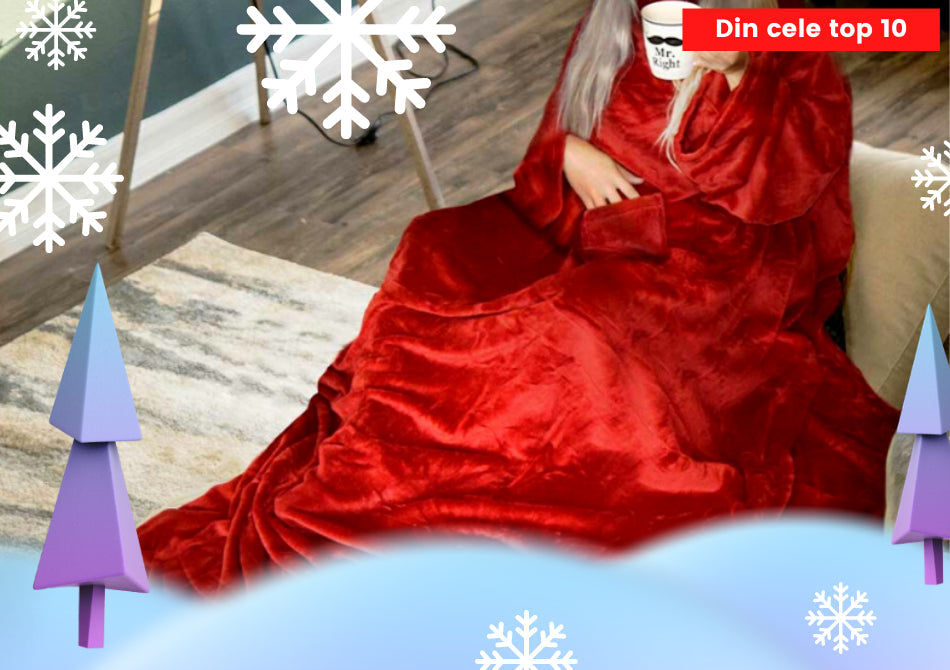 Patura cu Maneci Deluxe - Rosu/Bordo