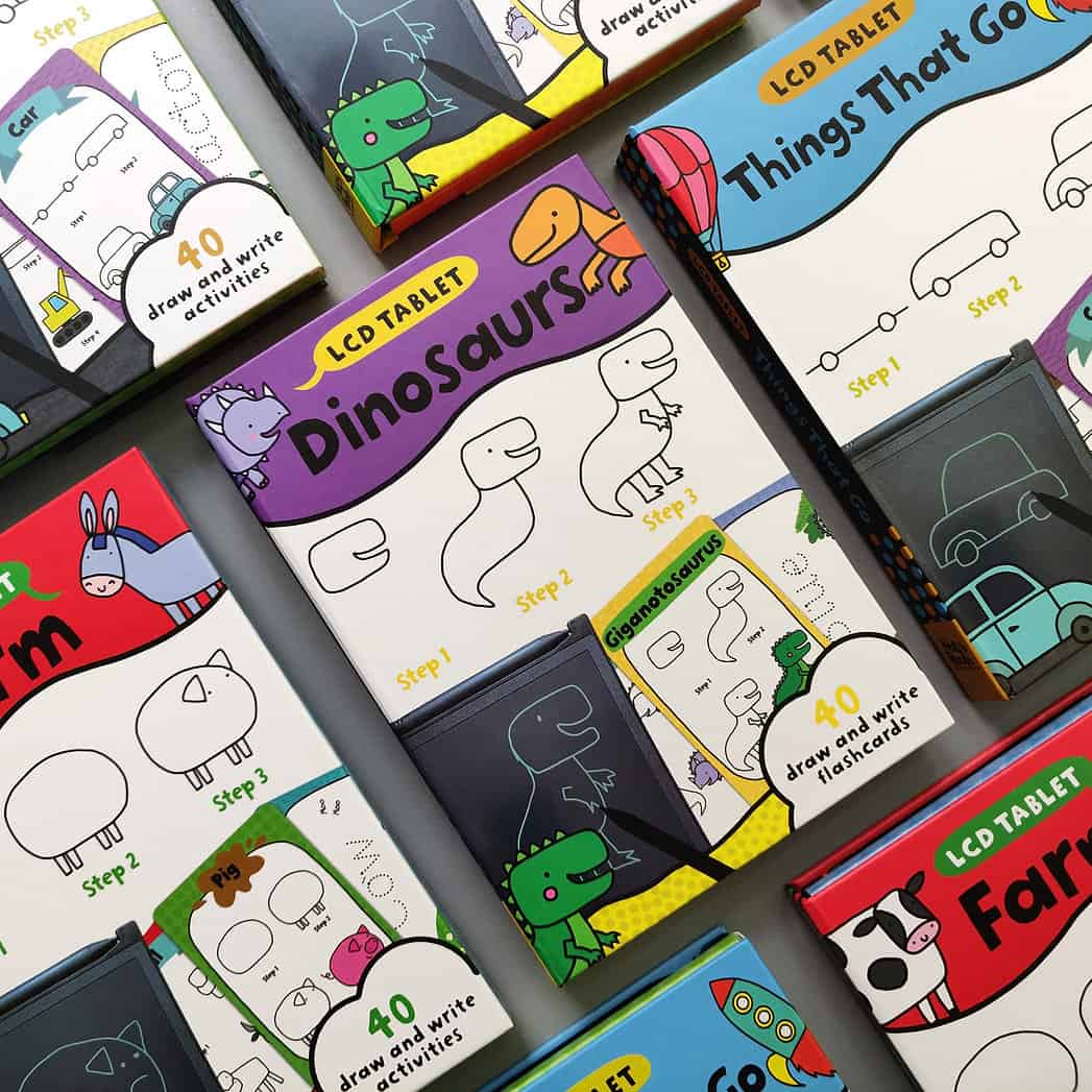 Tableta LCD pentru scris si colorat & 20 de carduri ilustrate - Dinosaurs