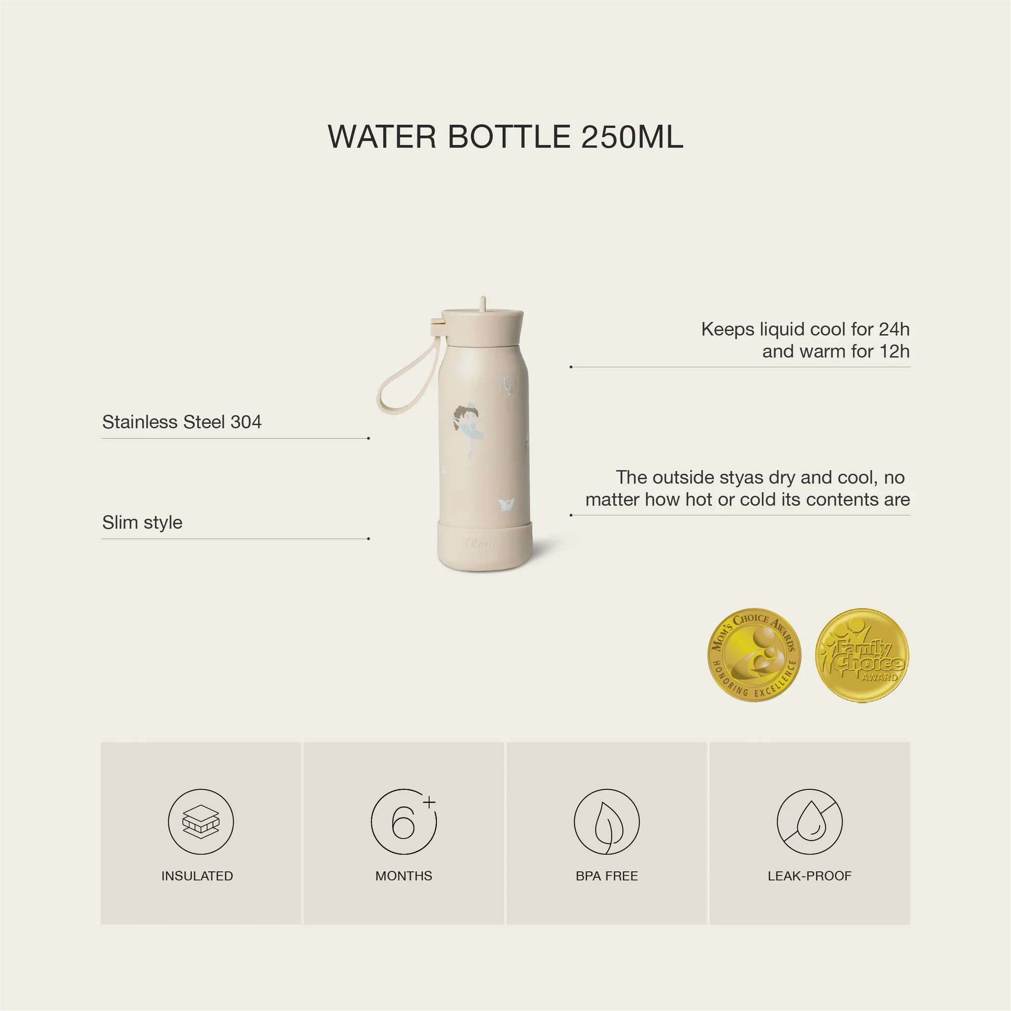 Sticlă termos 250 ml design Balerină