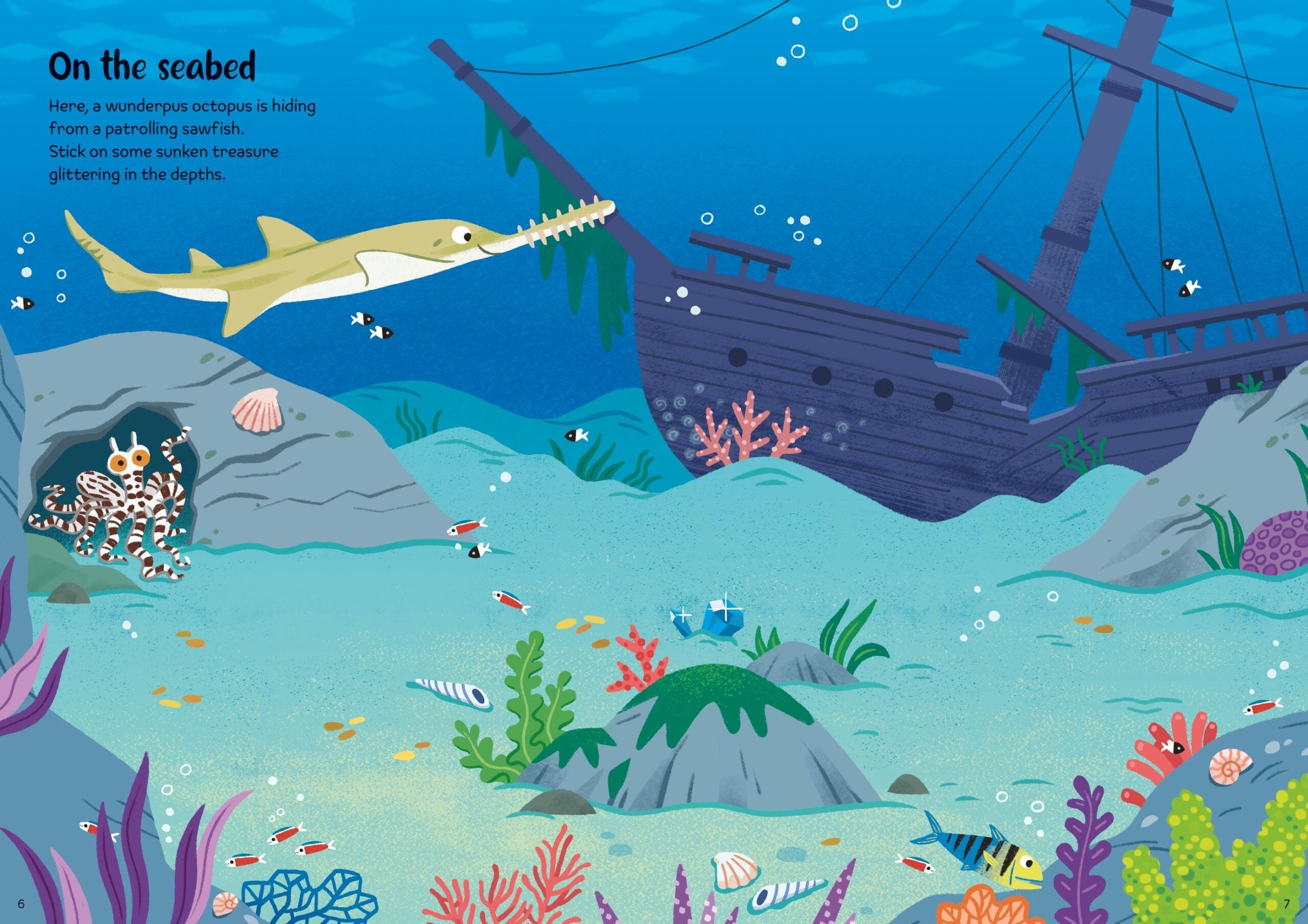 Carte pentru copii, Usborne, Sparkly Sea Creatures Sticker Book, 3+ ani