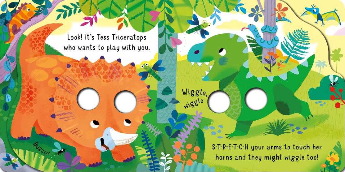Carte pentru copii, Usborne, Fingerwiggly Dinosaurs, 1+ ani
