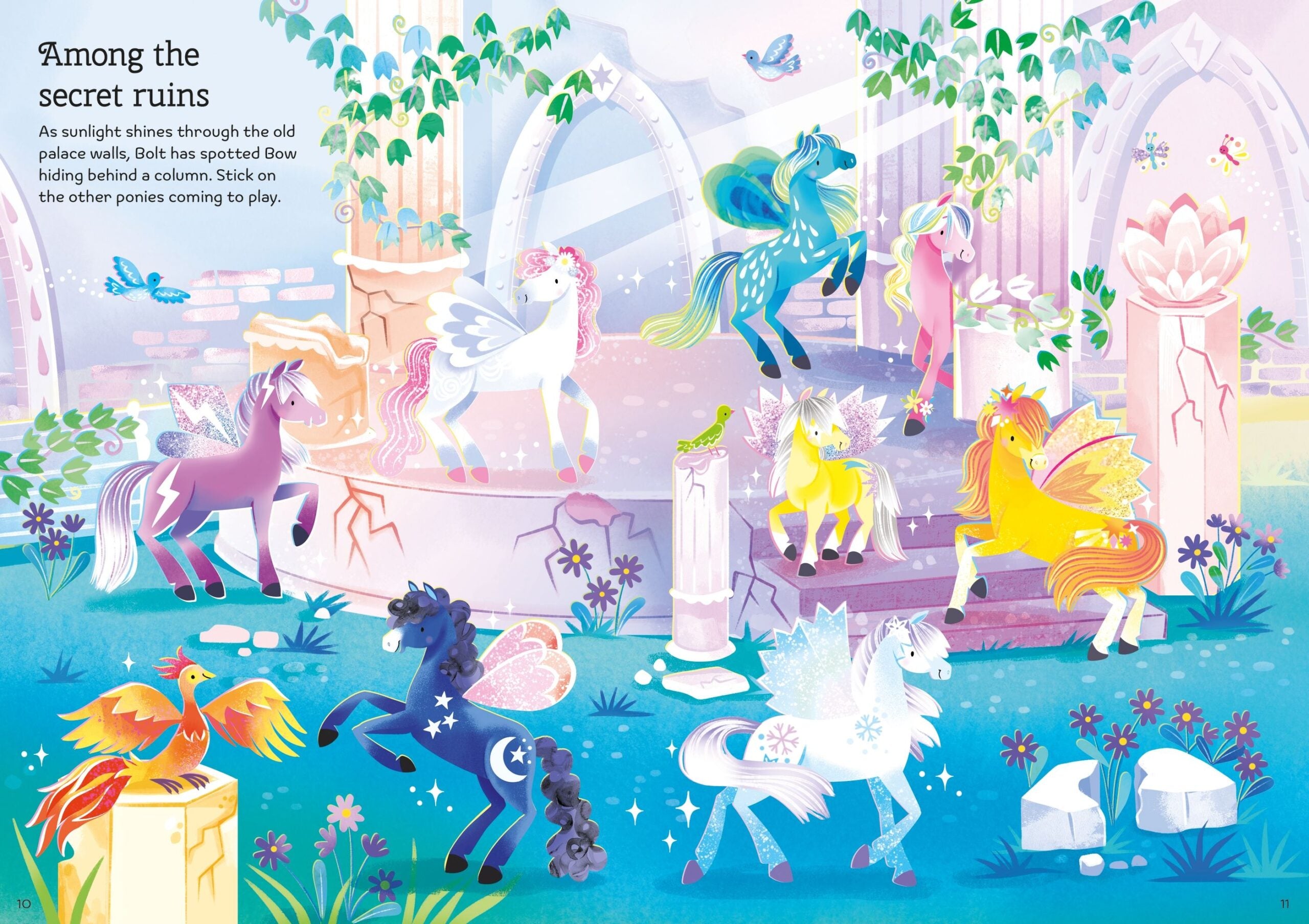 Carte cu stickere - Sparkly Fairy Ponies, Usborne, + 3 ani
