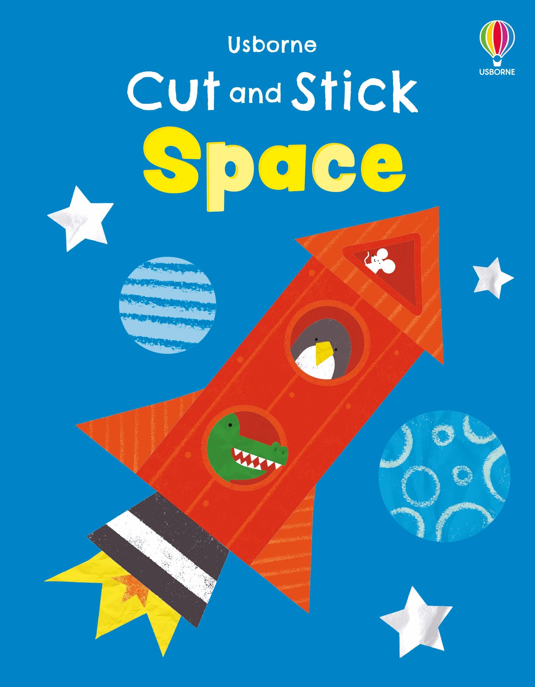 Carte cu activitati - Cut and Stick Space, Usborne, + 3 ani