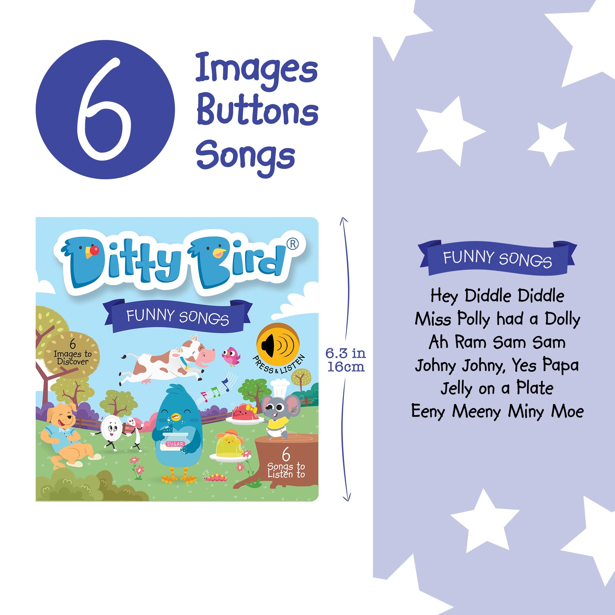 Carte pentru copii, Ditty Bird, Funny Songs, 6+ luni