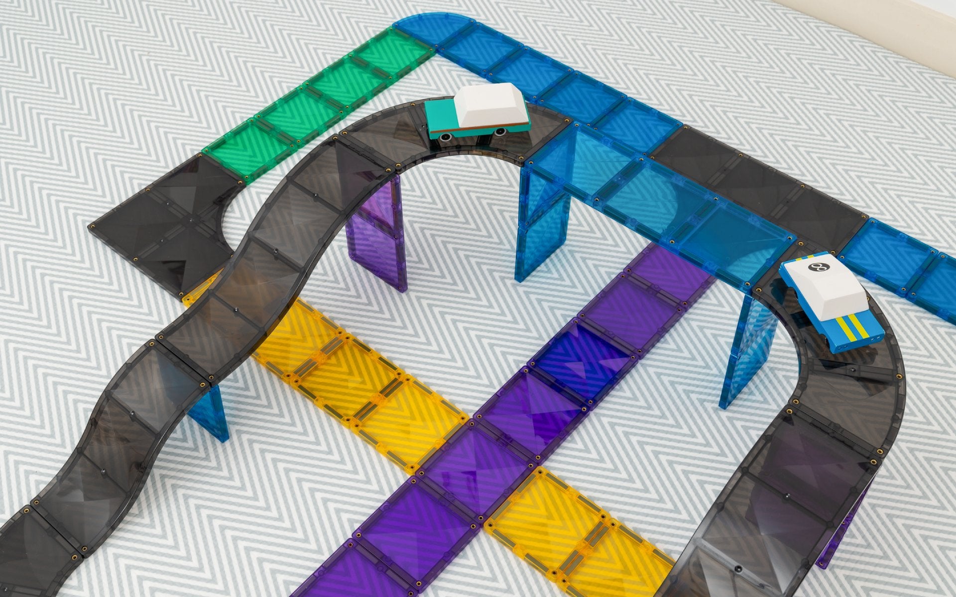 Set Magnetic, Connetix 16 Piese Roads Ramps & Intersections Pack, 3+ ani