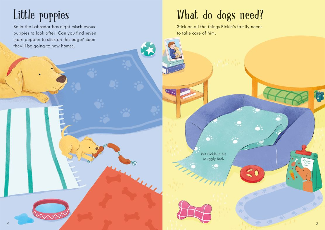 Carte pentru copii, Usborne, Little First Stickers Dogs and Puppies, 3+ ani