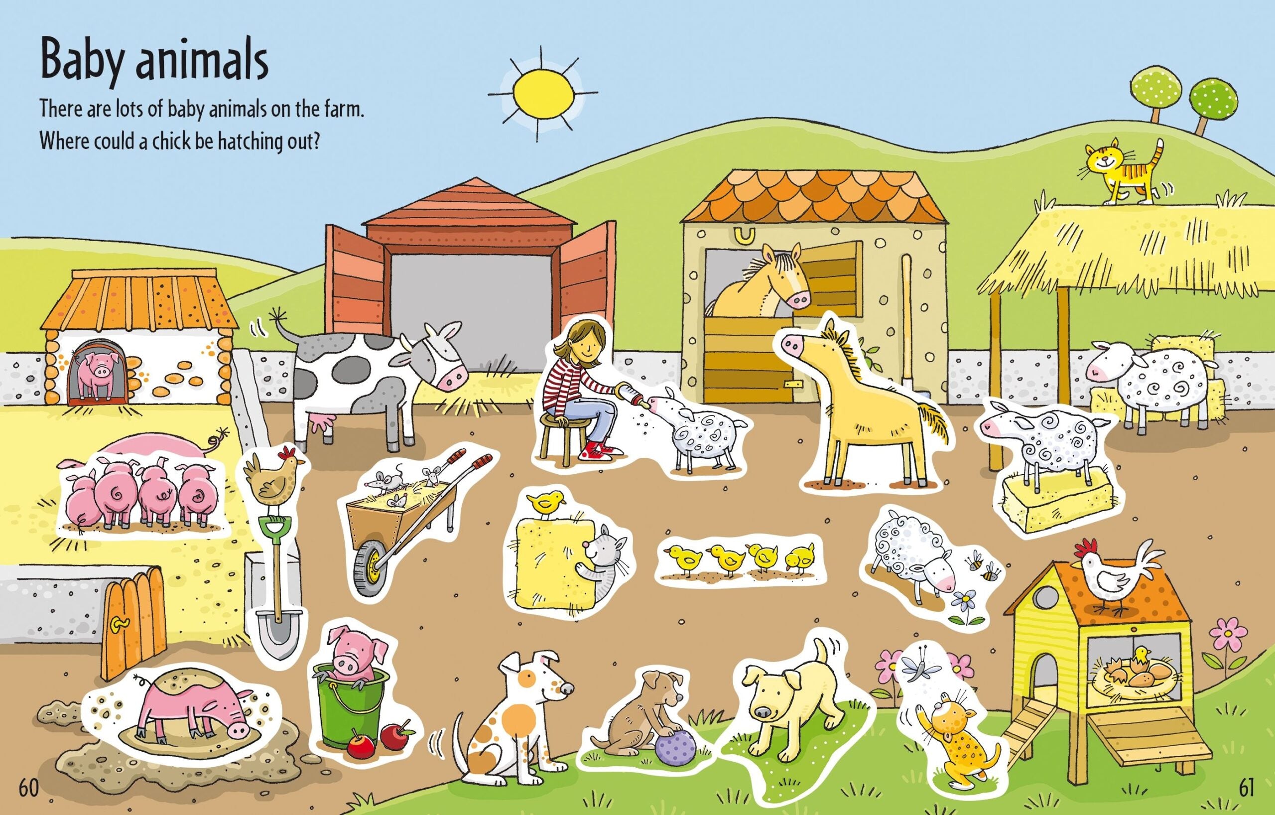 Carte cu autcocolante - Big sticker book of Animals, Usborne + 3 ani