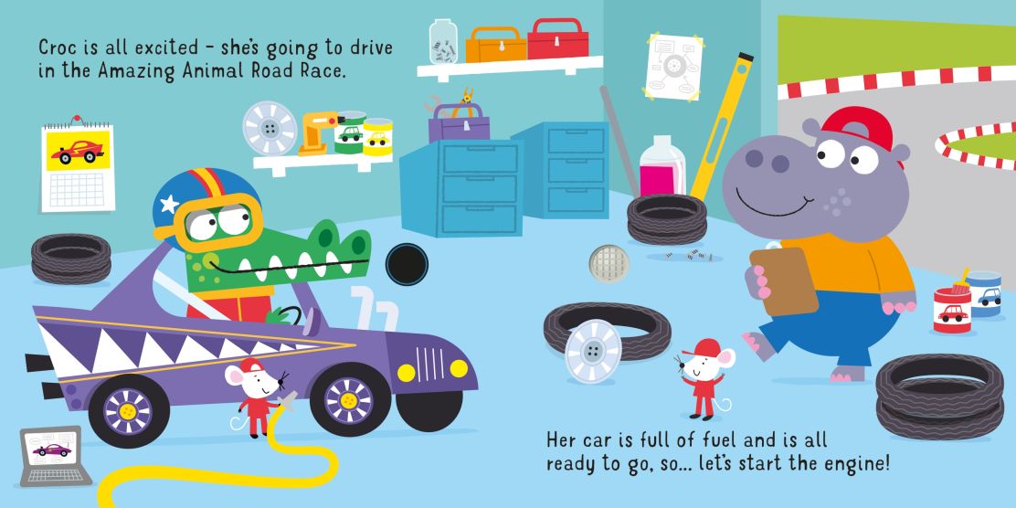 Carte cu sunete, Usborne - LET'S GO IN A RACING CAR! + 12 luni