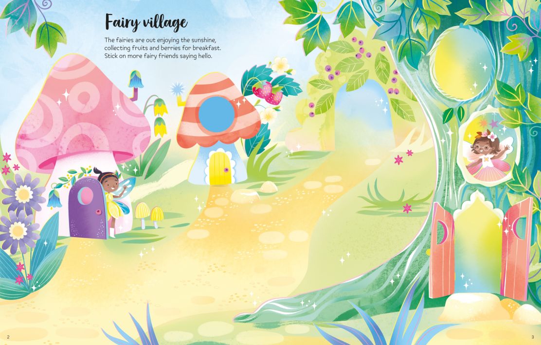 Carte pentru copii, Usborne, First Sticker Book Sparkly Fairies, 3+ ani