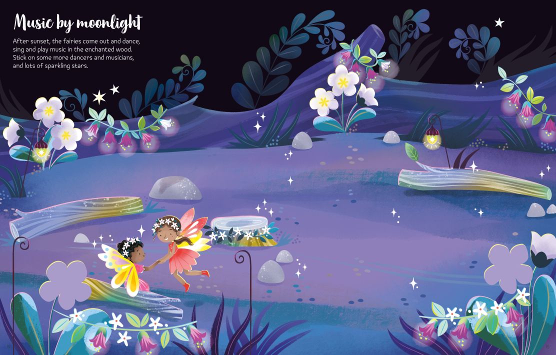 Carte pentru copii, Usborne, First Sticker Book Sparkly Fairies, 3+ ani