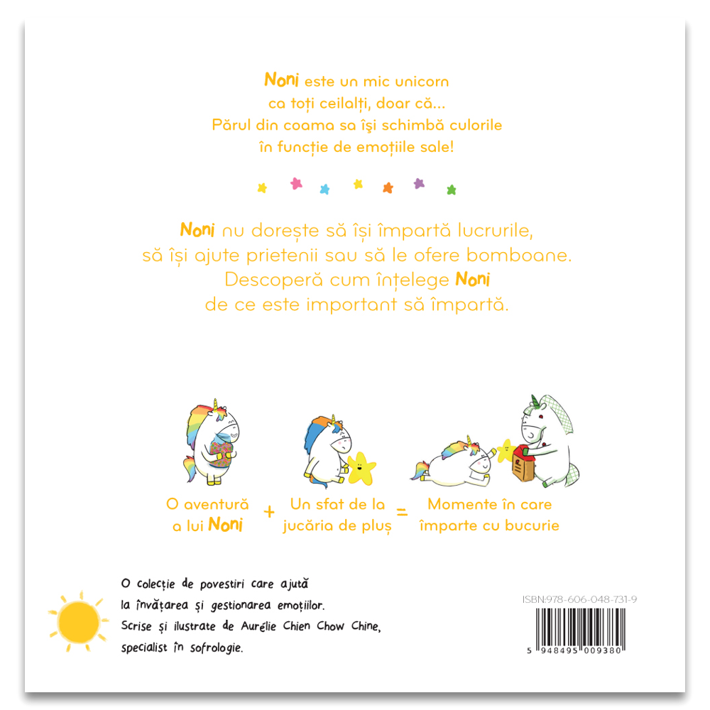 Carte pentru copii, Aurellie Chien Chow Chine, Unicornul Noni - Invat sa impart, 3+ ani