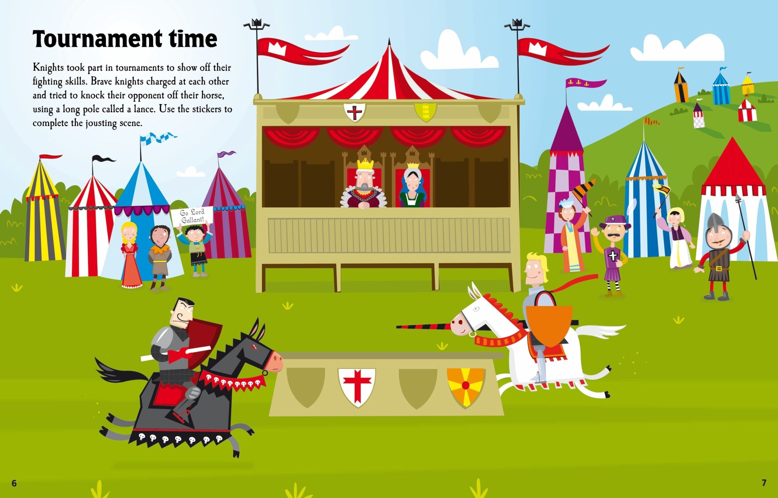 Carte pentru copii, Usborne, Knights and Castles Sticker Book, 5+ ani