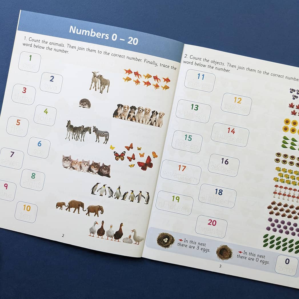 Caiet de activitati cu numere  - Limba Engleza - Numbers Workbook - Ages 5-6