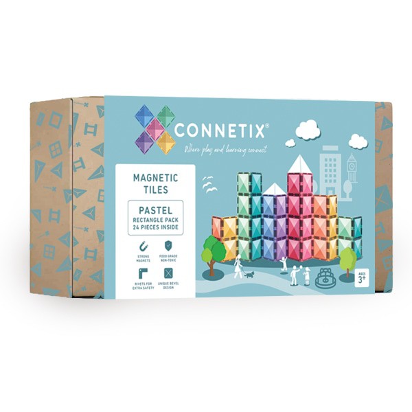 Set de constructie magnetic, Connetix, Pastel Rectangle Pack 24 pc