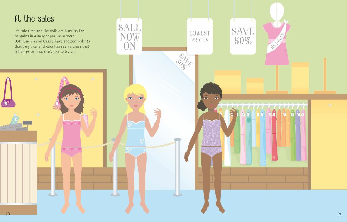 STICKER DOLLY DRESSING - SHOPPING, Usborne, + 5 ani