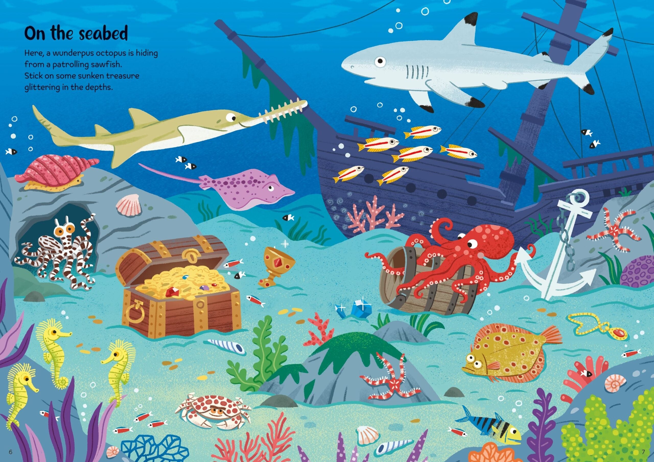 Carte pentru copii, Usborne, Sparkly Sea Creatures Sticker Book, 3+ ani
