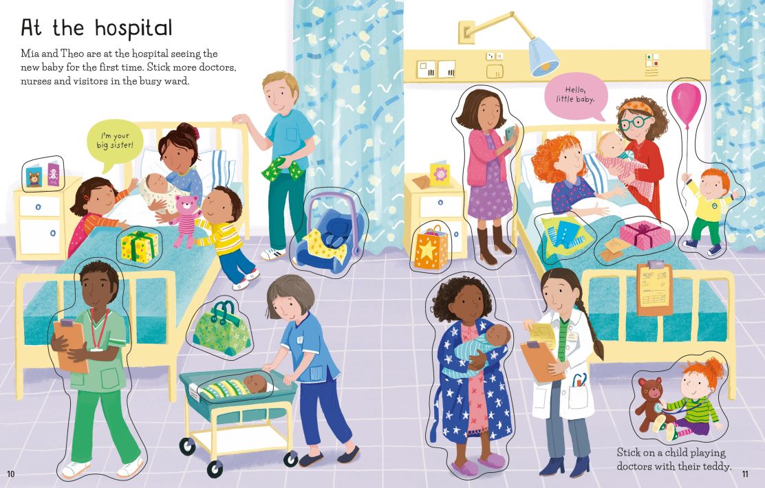 Carte pentru copii, Usborne, First Sticker Book The New Baby, 3+ ani