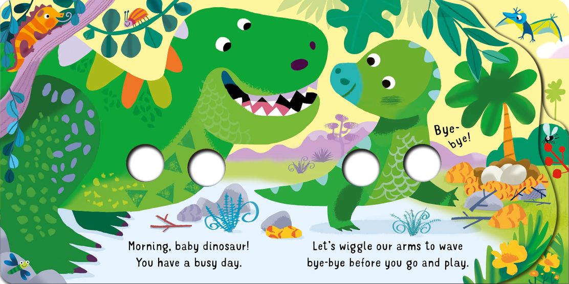 Carte pentru copii, Usborne, Fingerwiggly Dinosaurs, 1+ ani