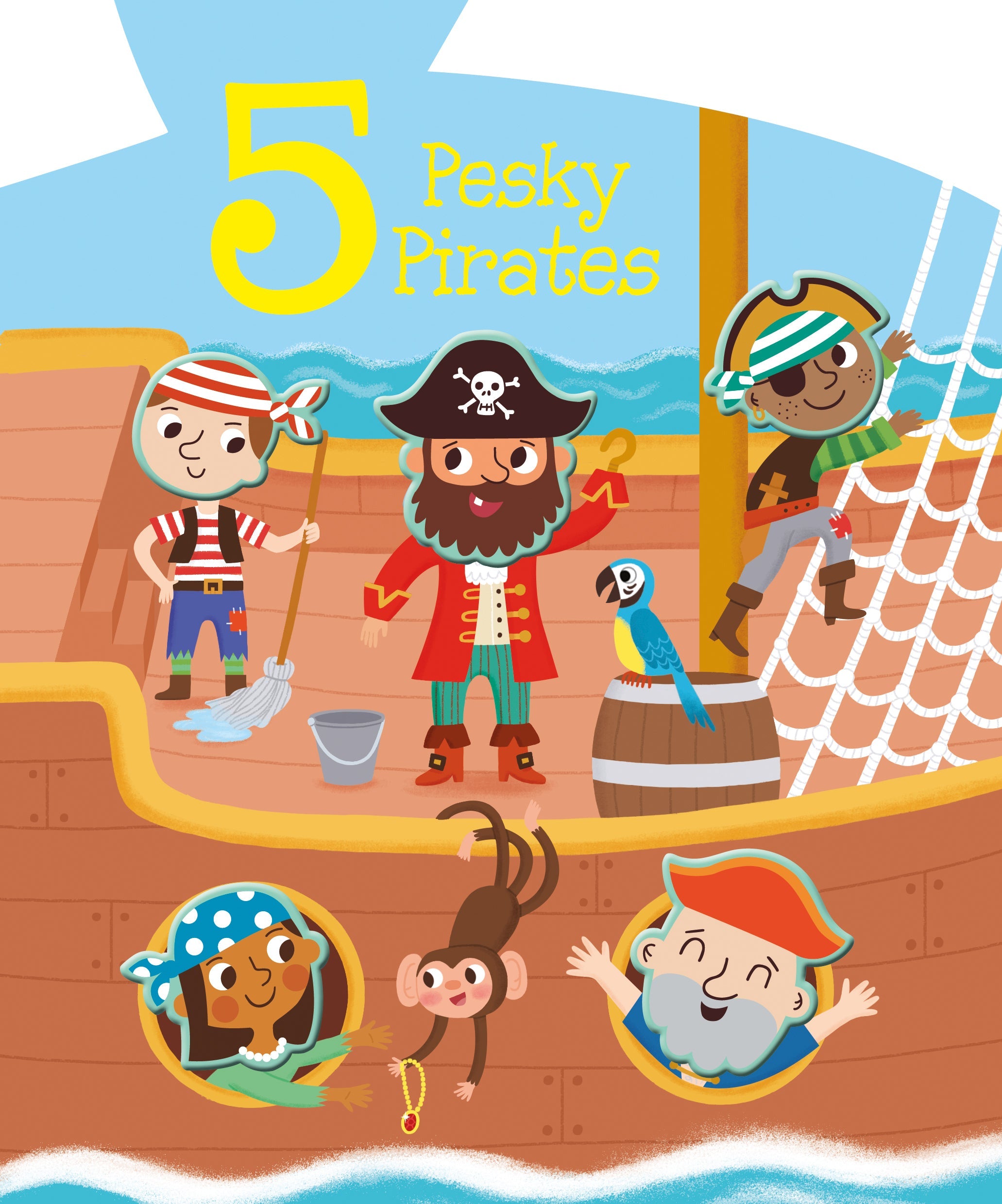 Carte pentru copii, NPP, 5 Pesky Pirates - Children's Touch & Feel Silicone Book, 1+ ani