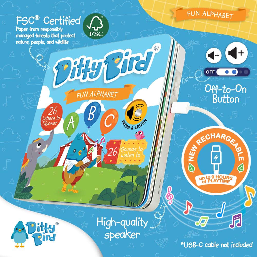 Carte pentru copii, Ditty Bird, ABC Fun Alphabet, 1+ ani
