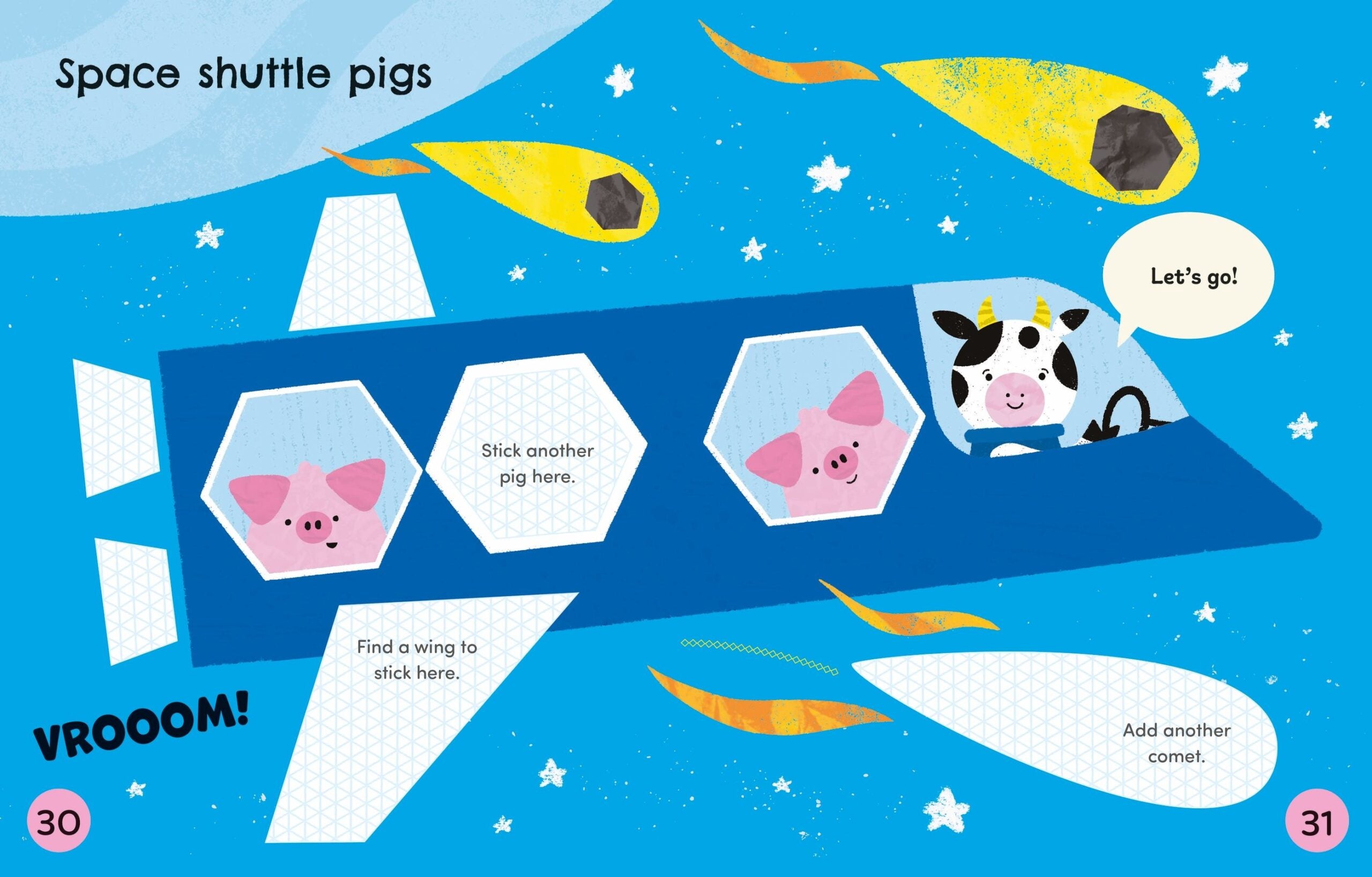 Carte cu activitati - Cut and Stick Space, Usborne, + 3 ani