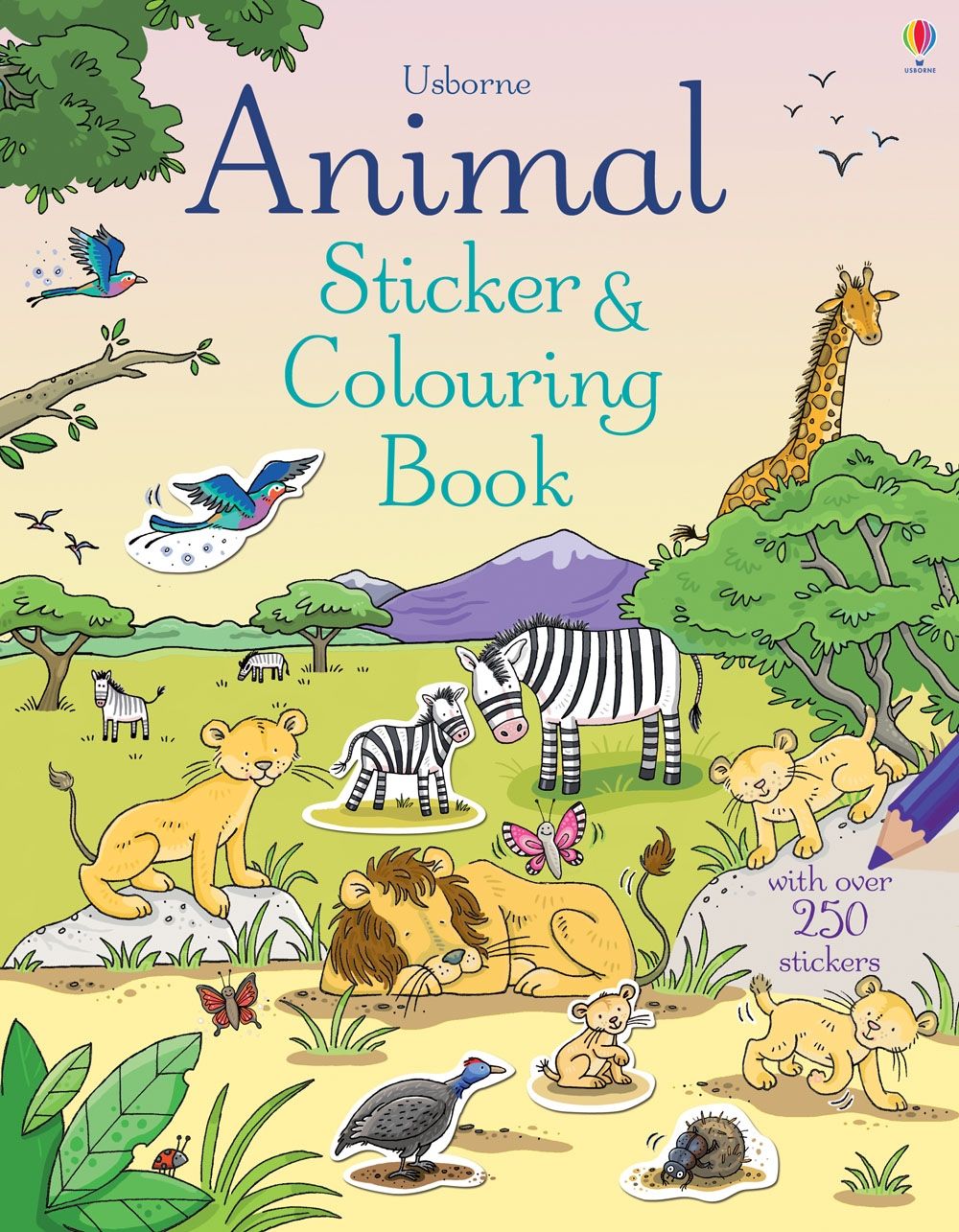 Carte pentru copii, Usborne, Animal Sticker and Colouring Book, 3+ ani