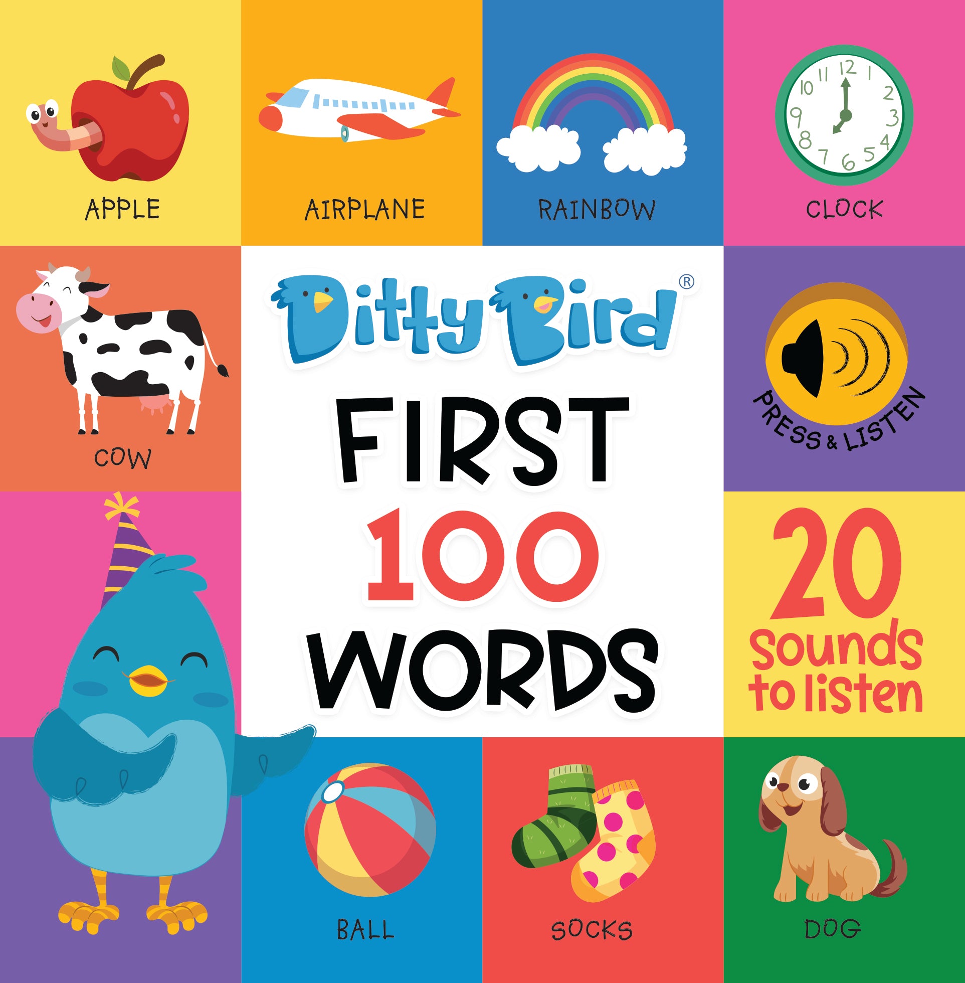 Carte pentru copii, Ditty Bird, First 100 Words , 6+ luni