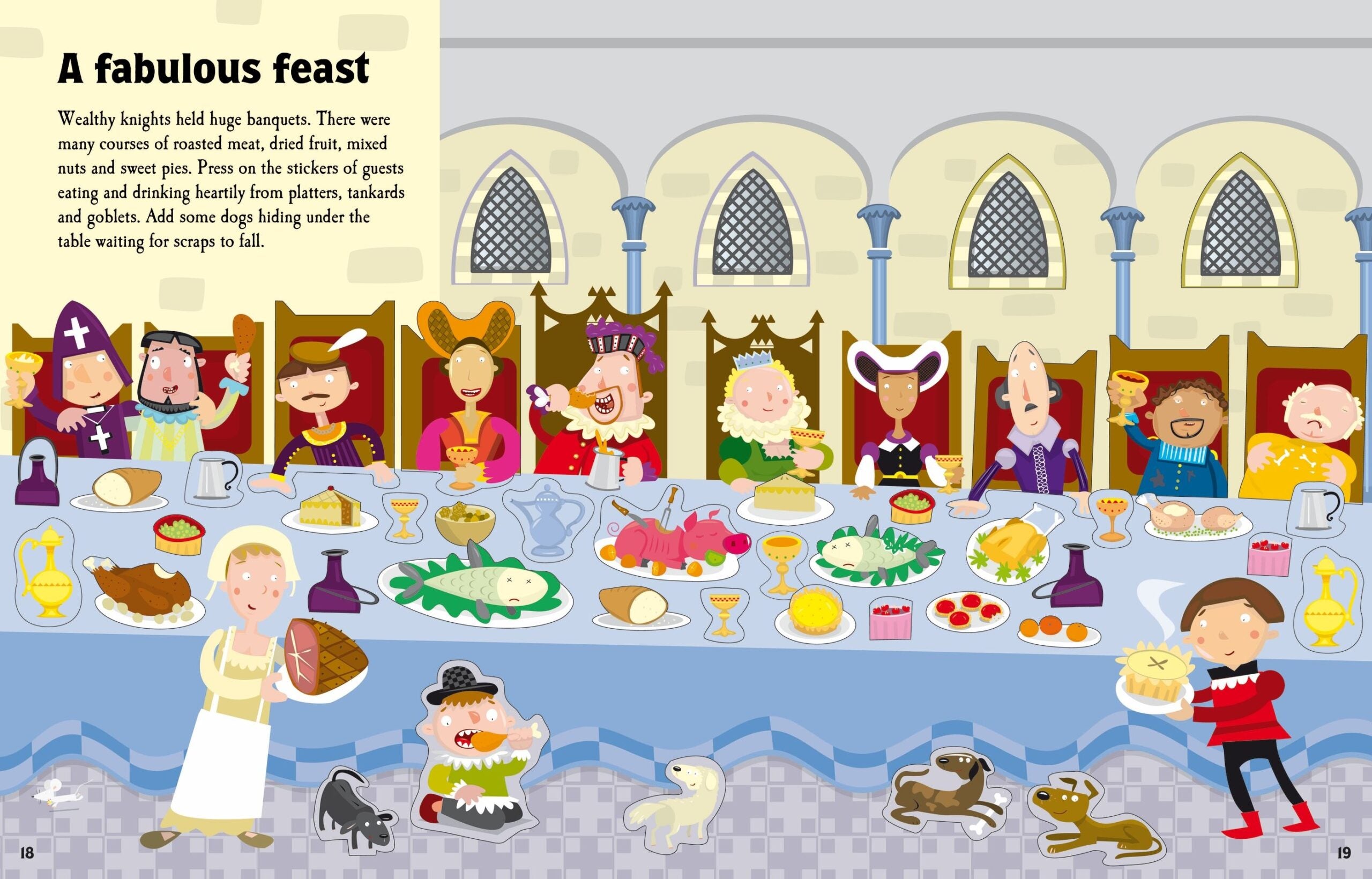 Carte pentru copii, Usborne, Knights and Castles Sticker Book, 5+ ani