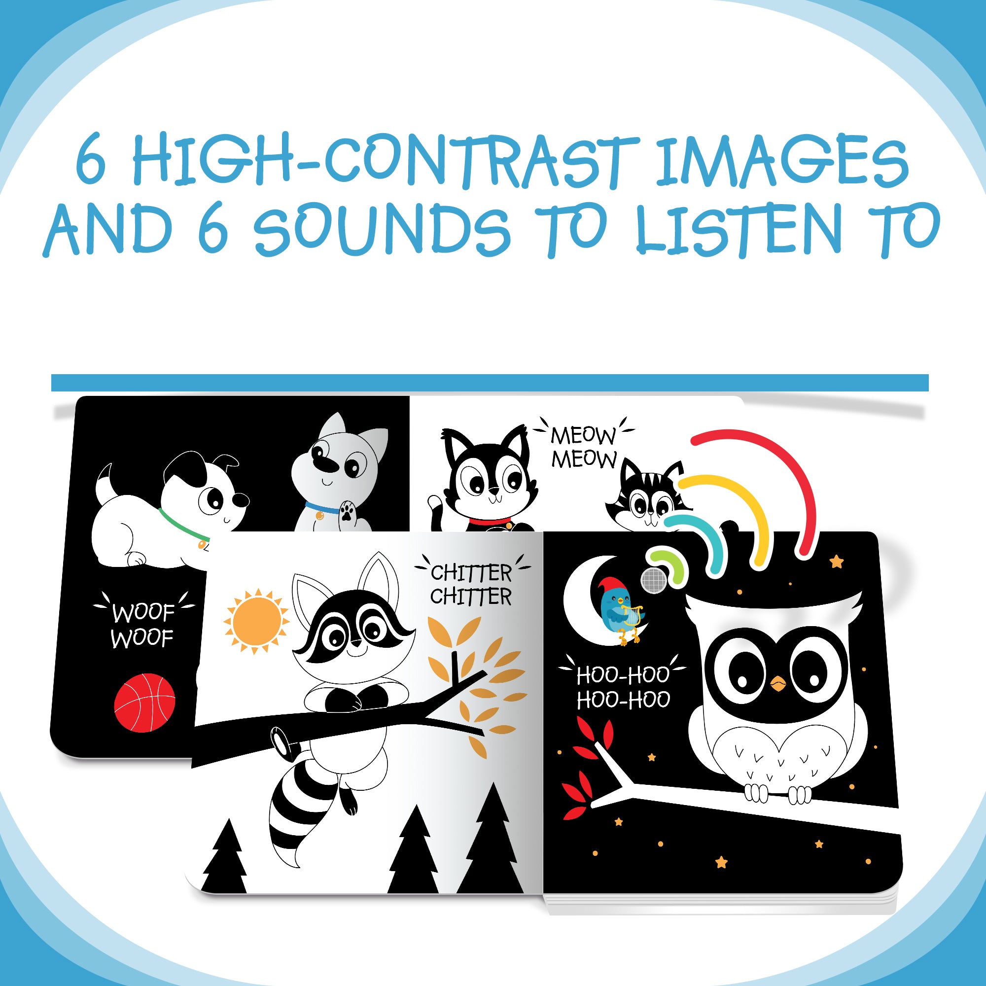 Carte pentru copii, Ditty Bird, Black and White Animals, 6+ luni