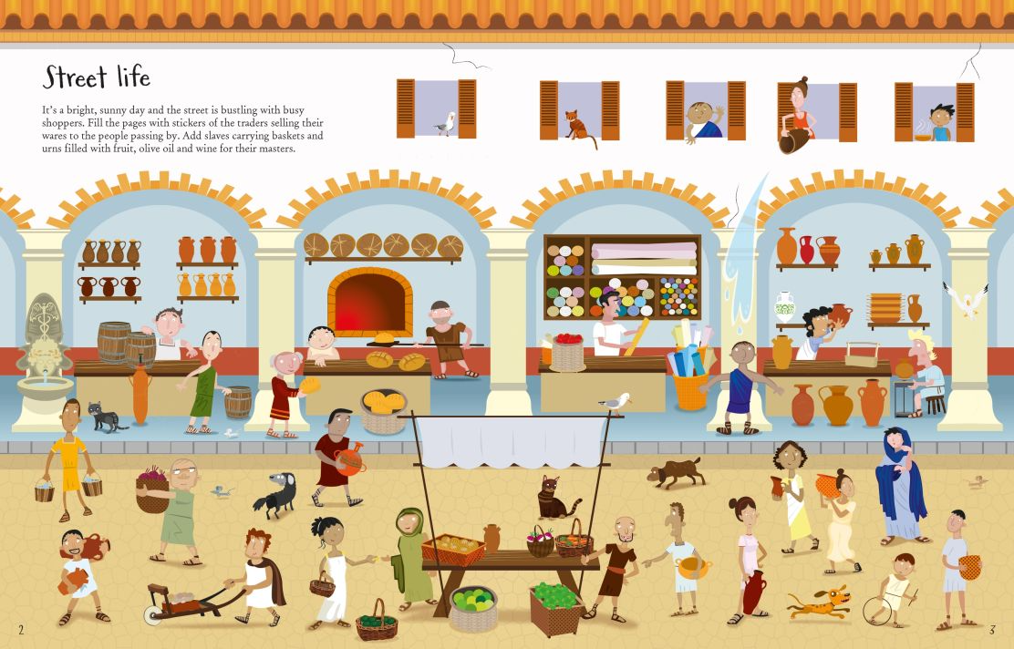 Carte pentru copii, Usborne, Romans Sticker Book, 5+ ani