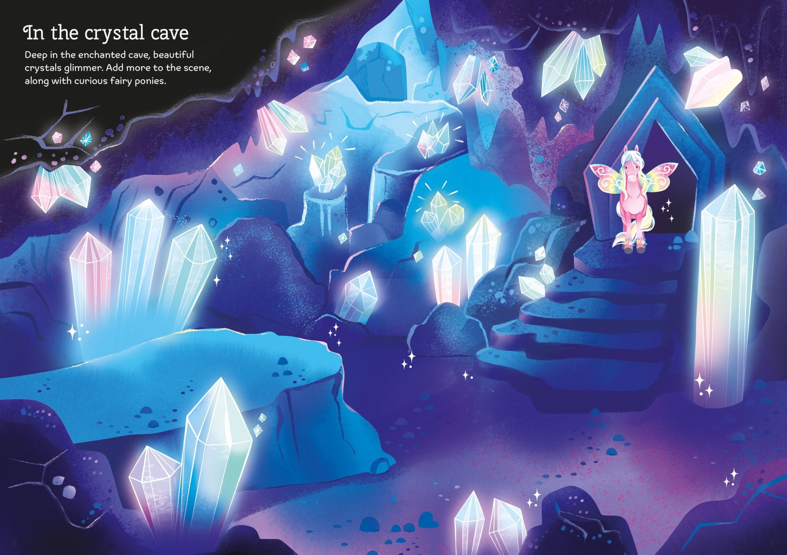 Carte cu stickere - Sparkly Fairy Ponies, Usborne, + 3 ani
