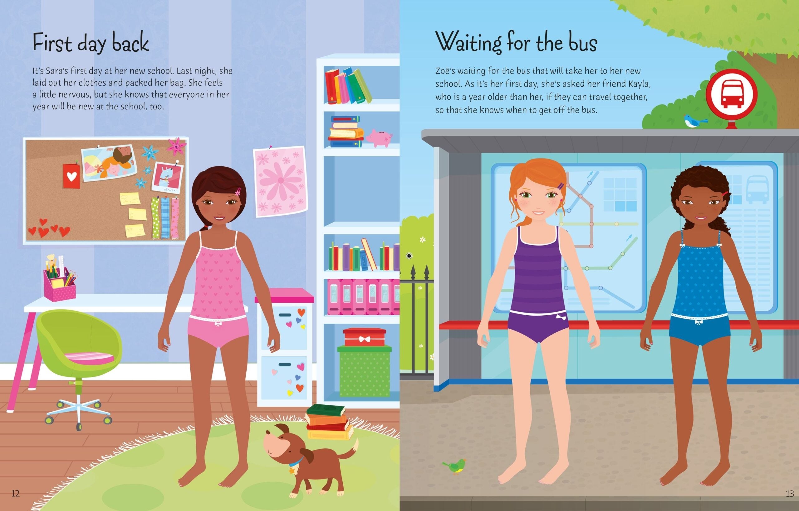 Carte pentru copii, Usborne, Sticker Dolly Dressing Back to School, 5+ ani