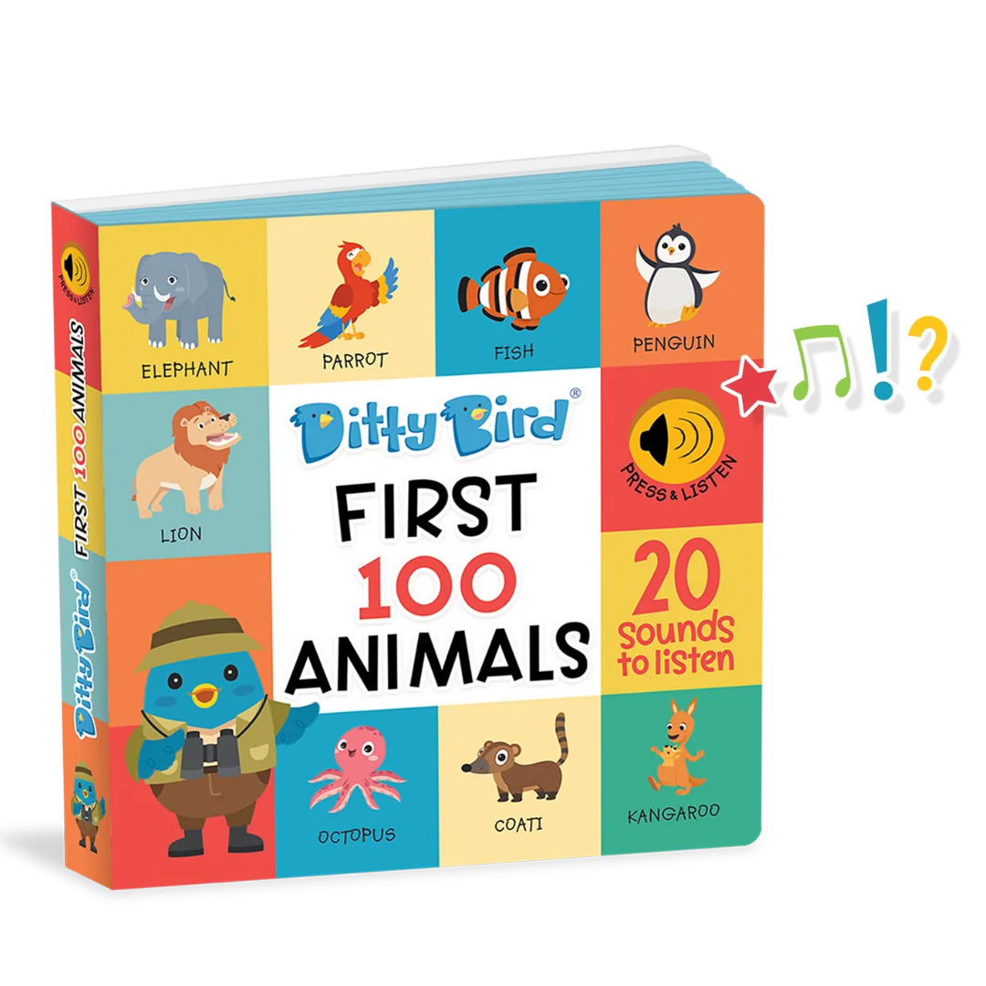 Carte pentru copii, Ditty Bird, First 100 Animals, 6+ luni