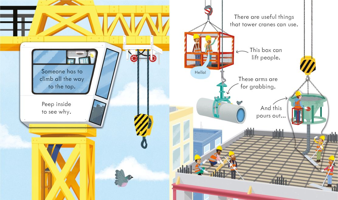 Carte pentru copii, Usborne, Peep Inside How a Crane Works, 3+ ani