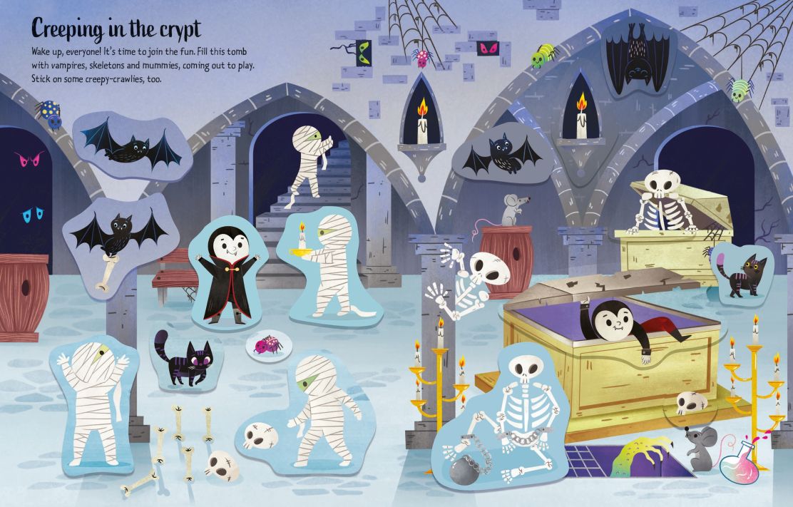 Carte pentru copii, Usborne, First Sticker Book Halloween, 3+ ani