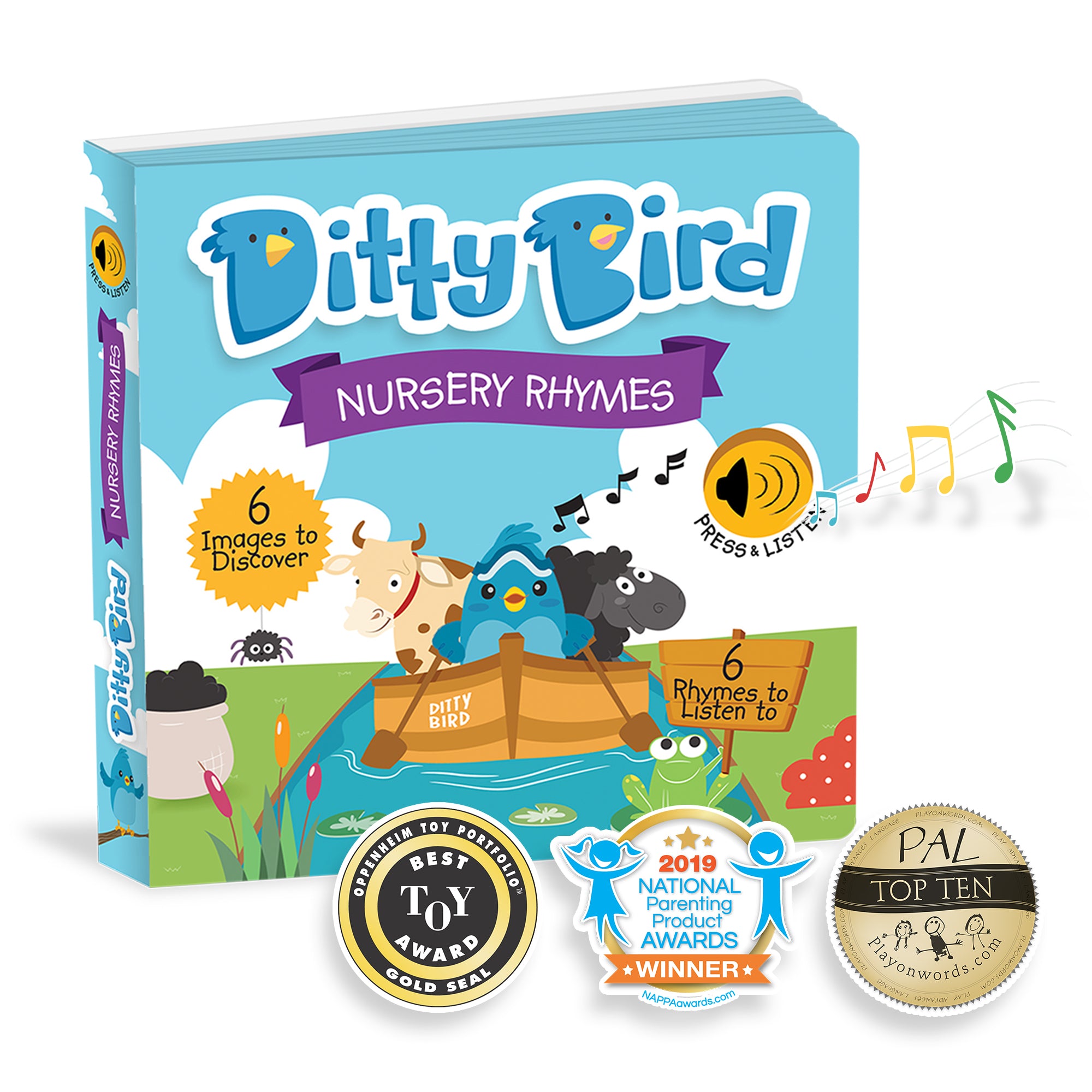 Carte pentru copii, Ditty Bird, Nursery Rhymes, 6+ luni