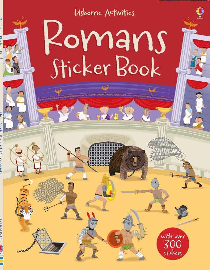 Carte pentru copii, Usborne, Romans Sticker Book, 5+ ani