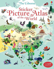 Carte pentru copii, Usborne, Sticker Picture Atlas of the World, 5+ ani