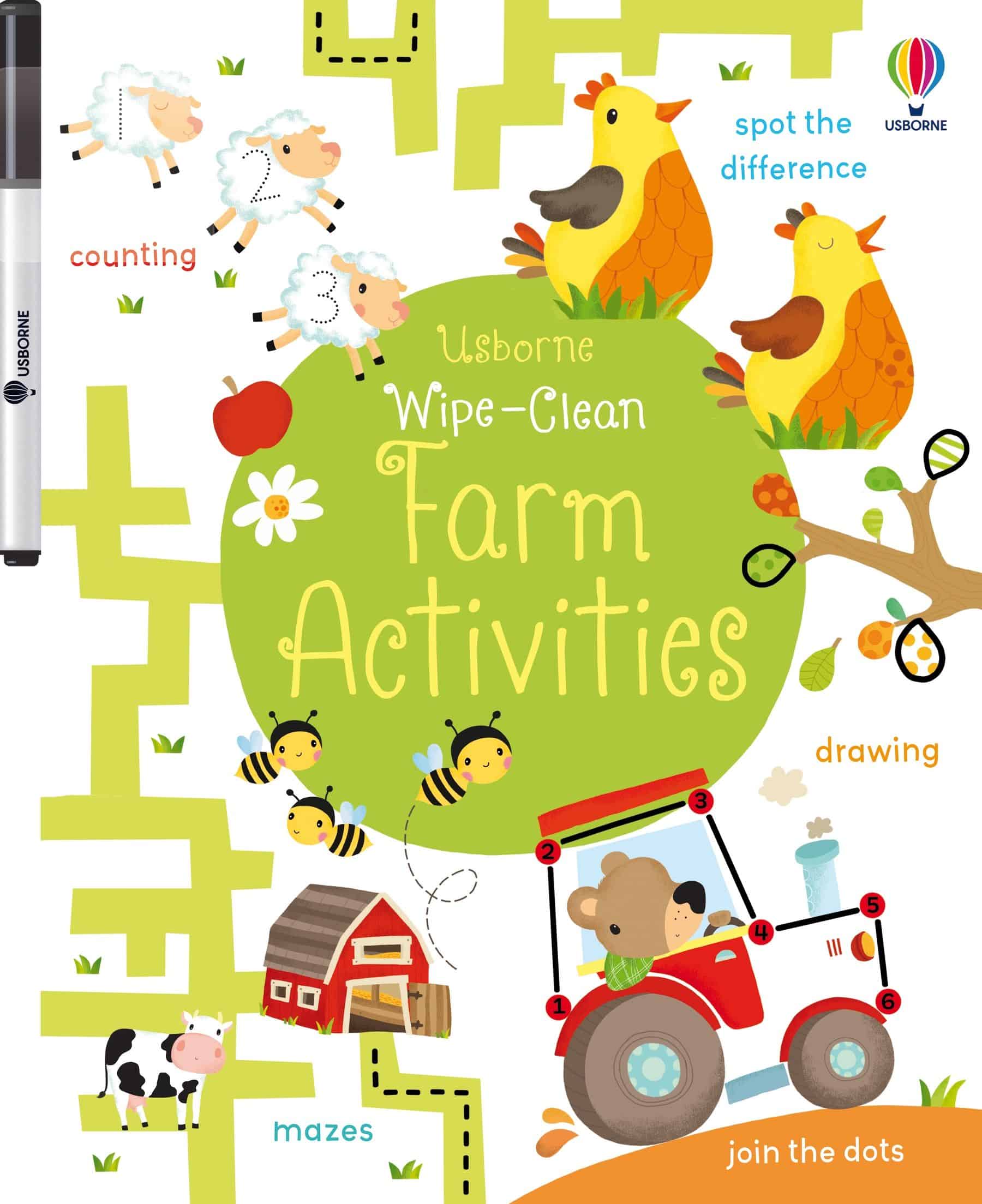 Carte pentru copii, Usborne, Wipe-Clean Farm Activities, 3+ ani